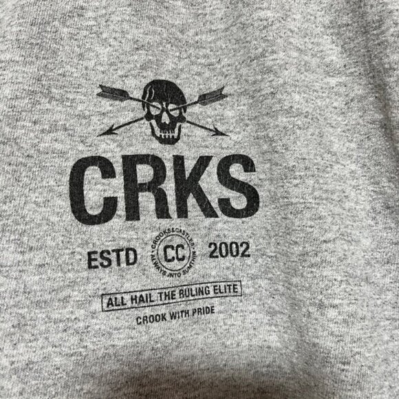 Crooks & Castles Graphic Tee - Medium - Gray Streetwear Logo Shirt - Picture 6 of 8